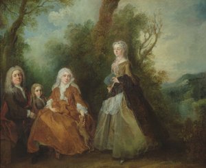 bir parkta aile by Nicolas Lancret